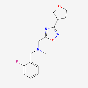 molecular formula C15H18FN3O2 B5657696 (2-fluorobenzyl)methyl{[3-(tetrahydrofuran-3-yl)-1,2,4-oxadiazol-5-yl]methyl}amine 