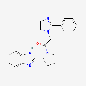 molecular formula C22H21N5O B5657707 2-{1-[(2-phenyl-1H-imidazol-1-yl)acetyl]-2-pyrrolidinyl}-1H-benzimidazole 