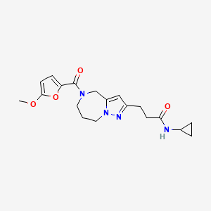 molecular formula C19H24N4O4 B5657730 N-cyclopropyl-3-[5-(5-methoxy-2-furoyl)-5,6,7,8-tetrahydro-4H-pyrazolo[1,5-a][1,4]diazepin-2-yl]propanamide 
