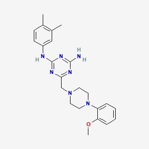 molecular formula C23H29N7O B5657770 N-(3,4-dimethylphenyl)-6-{[4-(2-methoxyphenyl)-1-piperazinyl]methyl}-1,3,5-triazine-2,4-diamine 