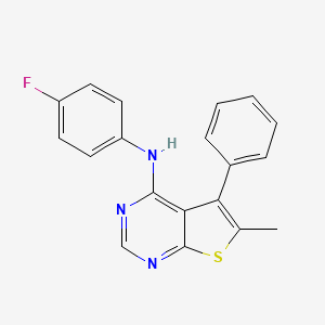 molecular formula C19H14FN3S B5657805 N-(4-fluorophenyl)-6-methyl-5-phenylthieno[2,3-d]pyrimidin-4-amine 