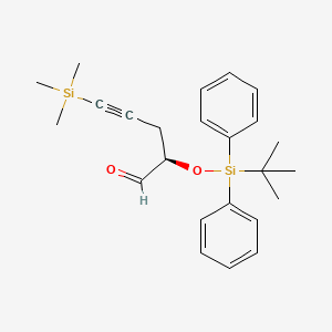 molecular formula C24H32O2Si2 B565786 (2R)-2-[tert-butyl(diphenyl)silyl]oxy-5-trimethylsilylpent-4-ynal CAS No. 1220354-17-5