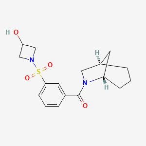 molecular formula C17H22N2O4S B5657886 1-({3-[(1R*,5S*)-6-azabicyclo[3.2.1]oct-6-ylcarbonyl]phenyl}sulfonyl)azetidin-3-ol 