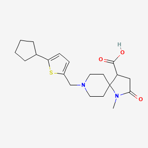 molecular formula C20H28N2O3S B5657905 8-[(5-cyclopentyl-2-thienyl)methyl]-1-methyl-2-oxo-1,8-diazaspiro[4.5]decane-4-carboxylic acid 