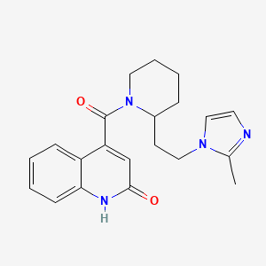 molecular formula C21H24N4O2 B5657932 4-({2-[2-(2-methyl-1H-imidazol-1-yl)ethyl]-1-piperidinyl}carbonyl)-2(1H)-quinolinone 