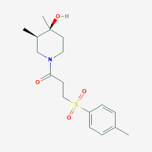 molecular formula C17H25NO4S B5657987 (3R*,4S*)-3,4-dimethyl-1-{3-[(4-methylphenyl)sulfonyl]propanoyl}-4-piperidinol 