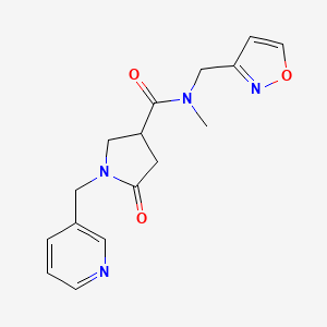 molecular formula C16H18N4O3 B5658035 N-(3-isoxazolylmethyl)-N-methyl-5-oxo-1-(3-pyridinylmethyl)-3-pyrrolidinecarboxamide 