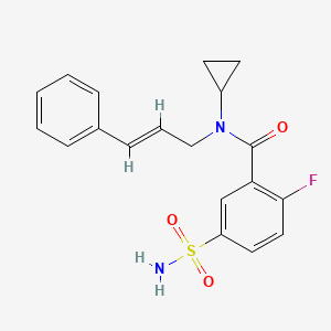 molecular formula C19H19FN2O3S B5658048 5-(aminosulfonyl)-N-cyclopropyl-2-fluoro-N-[(2E)-3-phenyl-2-propen-1-yl]benzamide 