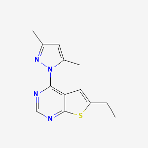 molecular formula C13H14N4S B5658049 4-(3,5-dimethyl-1H-pyrazol-1-yl)-6-ethylthieno[2,3-d]pyrimidine 