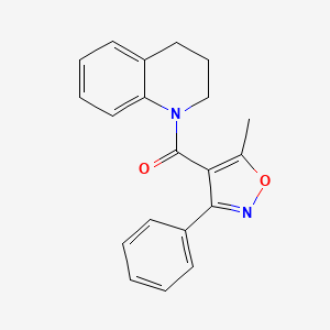 molecular formula C20H18N2O2 B5658105 1-(5-METHYL-3-PHENYL-1,2-OXAZOLE-4-CARBONYL)-1,2,3,4-TETRAHYDROQUINOLINE 