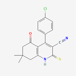 molecular formula C18H15ClN2OS B5658143 4-(4-chlorophenyl)-7,7-dimethyl-5-oxo-2-thioxo-1,2,5,6,7,8-hexahydro-3-quinolinecarbonitrile 