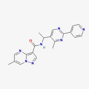 6-methyl-N-[1-(4-methyl-2-pyridin-4-ylpyrimidin-5-yl)ethyl]pyrazolo[1,5-a]pyrimidine-3-carboxamide