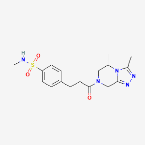 molecular formula C17H23N5O3S B5658244 4-[3-(3,5-dimethyl-5,6-dihydro[1,2,4]triazolo[4,3-a]pyrazin-7(8H)-yl)-3-oxopropyl]-N-methylbenzenesulfonamide 