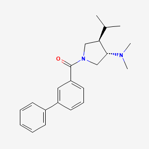 molecular formula C22H28N2O B5658260 (3S*,4R*)-1-(3-biphenylylcarbonyl)-4-isopropyl-N,N-dimethyl-3-pyrrolidinamine 