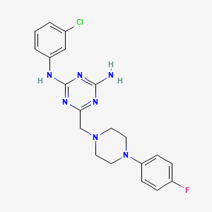 molecular formula C20H21ClFN7 B5658296 N-(3-chlorophenyl)-6-{[4-(4-fluorophenyl)-1-piperazinyl]methyl}-1,3,5-triazine-2,4-diamine 