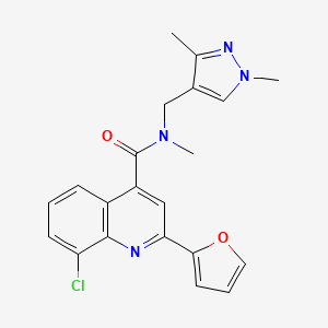 molecular formula C21H19ClN4O2 B5658309 8-chloro-N-[(1,3-dimethyl-1H-pyrazol-4-yl)methyl]-2-(2-furyl)-N-methyl-4-quinolinecarboxamide 