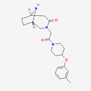molecular formula C21H29N3O3 B5658333 rel-(1S,6R)-3-{2-[4-(3-methylphenoxy)-1-piperidinyl]-2-oxoethyl}-3,9-diazabicyclo[4.2.1]nonan-4-one hydrochloride 