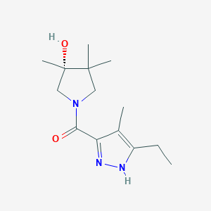 molecular formula C14H23N3O2 B5658337 (3R)-1-[(3-ethyl-4-methyl-1H-pyrazol-5-yl)carbonyl]-3,4,4-trimethyl-3-pyrrolidinol 