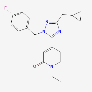 molecular formula C20H21FN4O B5658353 4-[3-(cyclopropylmethyl)-1-(4-fluorobenzyl)-1H-1,2,4-triazol-5-yl]-1-ethylpyridin-2(1H)-one 