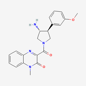 molecular formula C21H22N4O3 B5658364 3-{[(3R*,4S*)-3-amino-4-(3-methoxyphenyl)pyrrolidin-1-yl]carbonyl}-1-methylquinoxalin-2(1H)-one 