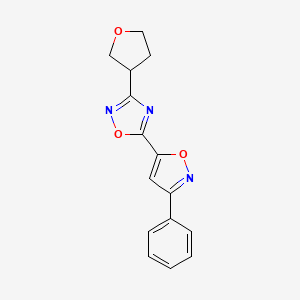 molecular formula C15H13N3O3 B5658400 5-(3-phenylisoxazol-5-yl)-3-(tetrahydrofuran-3-yl)-1,2,4-oxadiazole 