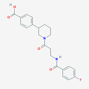 molecular formula C22H23FN2O4 B5658457 4-{1-[N-(4-fluorobenzoyl)-beta-alanyl]piperidin-3-yl}benzoic acid 