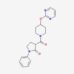 molecular formula C20H22N4O3 B5658519 1-phenyl-3-{[4-(pyrimidin-2-yloxy)piperidin-1-yl]carbonyl}pyrrolidin-2-one 