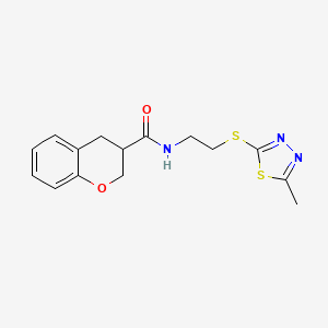 molecular formula C15H17N3O2S2 B5658568 N-{2-[(5-methyl-1,3,4-thiadiazol-2-yl)thio]ethyl}chromane-3-carboxamide 