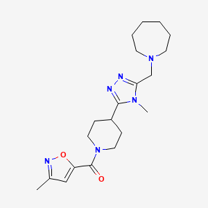 molecular formula C20H30N6O2 B5658604 1-[(4-methyl-5-{1-[(3-methylisoxazol-5-yl)carbonyl]piperidin-4-yl}-4H-1,2,4-triazol-3-yl)methyl]azepane 
