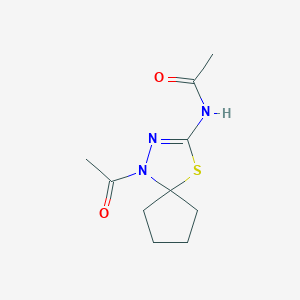 molecular formula C10H15N3O2S B5658615 N-(1-acetyl-4-thia-1,2-diazaspiro[4.4]non-2-en-3-yl)acetamide 