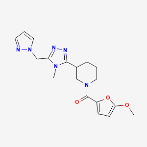 molecular formula C18H22N6O3 B5658642 1-(5-methoxy-2-furoyl)-3-[4-methyl-5-(1H-pyrazol-1-ylmethyl)-4H-1,2,4-triazol-3-yl]piperidine 