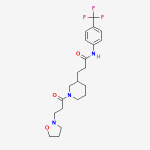 molecular formula C21H28F3N3O3 B5658646 3-{1-[3-(2-isoxazolidinyl)propanoyl]-3-piperidinyl}-N-[4-(trifluoromethyl)phenyl]propanamide 