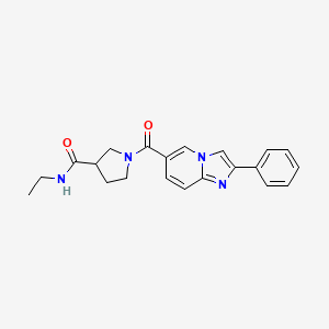 molecular formula C21H22N4O2 B5658687 N-ethyl-1-[(2-phenylimidazo[1,2-a]pyridin-6-yl)carbonyl]pyrrolidine-3-carboxamide 