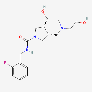 molecular formula C17H26FN3O3 B5658705 (3R*,4R*)-N-(2-fluorobenzyl)-3-{[(2-hydroxyethyl)(methyl)amino]methyl}-4-(hydroxymethyl)-1-pyrrolidinecarboxamide 