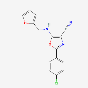2-(4-chlorophenyl)-5-[(2-furylmethyl)amino]-1,3-oxazole-4-carbonitrile