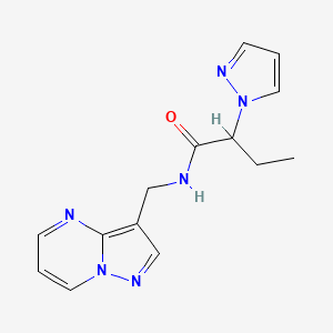 molecular formula C14H16N6O B5658732 N-(pyrazolo[1,5-a]pyrimidin-3-ylmethyl)-2-(1H-pyrazol-1-yl)butanamide 