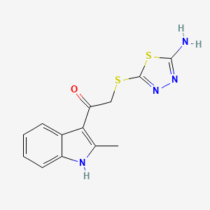 molecular formula C13H12N4OS2 B5658738 2-[(5-amino-1,3,4-thiadiazol-2-yl)thio]-1-(2-methyl-1H-indol-3-yl)ethanone 