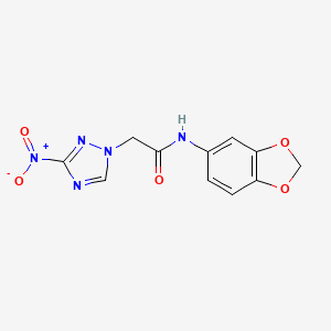molecular formula C11H9N5O5 B5658741 N-1,3-benzodioxol-5-yl-2-(3-nitro-1H-1,2,4-triazol-1-yl)acetamide 