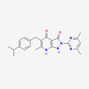 molecular formula C23H25N5O2 B5658745 2-(4,6-dimethyl-2-pyrimidinyl)-5-(4-isopropylbenzyl)-6-methyl-1H-pyrazolo[3,4-b]pyridine-3,4(2H,7H)-dione CAS No. 898914-72-2