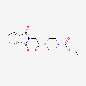 molecular formula C17H19N3O5 B5658747 ethyl 4-[(1,3-dioxo-1,3-dihydro-2H-isoindol-2-yl)acetyl]-1-piperazinecarboxylate 