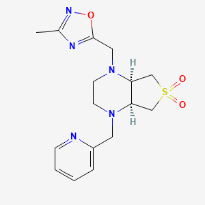 molecular formula C16H21N5O3S B5658787 (4aS*,7aR*)-1-[(3-methyl-1,2,4-oxadiazol-5-yl)methyl]-4-(pyridin-2-ylmethyl)octahydrothieno[3,4-b]pyrazine 6,6-dioxide 