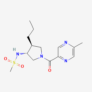 molecular formula C14H22N4O3S B5658793 N-{(3R*,4S*)-1-[(5-methyl-2-pyrazinyl)carbonyl]-4-propyl-3-pyrrolidinyl}methanesulfonamide 