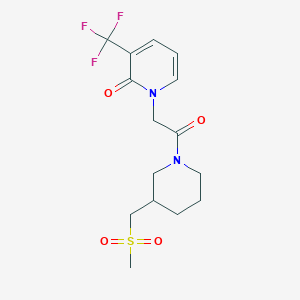 molecular formula C15H19F3N2O4S B5658810 1-(2-{3-[(methylsulfonyl)methyl]piperidin-1-yl}-2-oxoethyl)-3-(trifluoromethyl)pyridin-2(1H)-one 