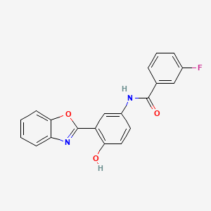 molecular formula C20H13FN2O3 B5658860 N-[3-(1,3-benzoxazol-2-yl)-4-hydroxyphenyl]-3-fluorobenzamide 