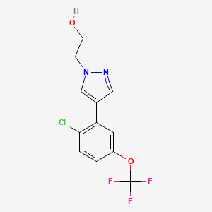 molecular formula C12H10ClF3N2O2 B5658863 2-{4-[2-chloro-5-(trifluoromethoxy)phenyl]-1H-pyrazol-1-yl}ethanol 