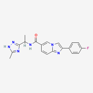 molecular formula C19H17FN6O B5658878 2-(4-fluorophenyl)-N-[1-(5-methyl-1H-1,2,4-triazol-3-yl)ethyl]imidazo[1,2-a]pyridine-6-carboxamide 