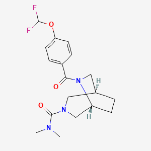 molecular formula C18H23F2N3O3 B5658909 (1R*,5R*)-6-[4-(difluoromethoxy)benzoyl]-N,N-dimethyl-3,6-diazabicyclo[3.2.2]nonane-3-carboxamide 