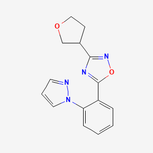 molecular formula C15H14N4O2 B5658947 5-[2-(1H-pyrazol-1-yl)phenyl]-3-(tetrahydrofuran-3-yl)-1,2,4-oxadiazole 