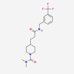 molecular formula C19H26F3N3O2 B5658971 N,N-dimethyl-4-(3-oxo-3-{[3-(trifluoromethyl)benzyl]amino}propyl)piperidine-1-carboxamide 