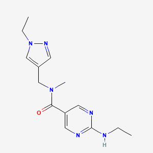 molecular formula C14H20N6O B5658987 2-(ethylamino)-N-[(1-ethyl-1H-pyrazol-4-yl)methyl]-N-methyl-5-pyrimidinecarboxamide 
